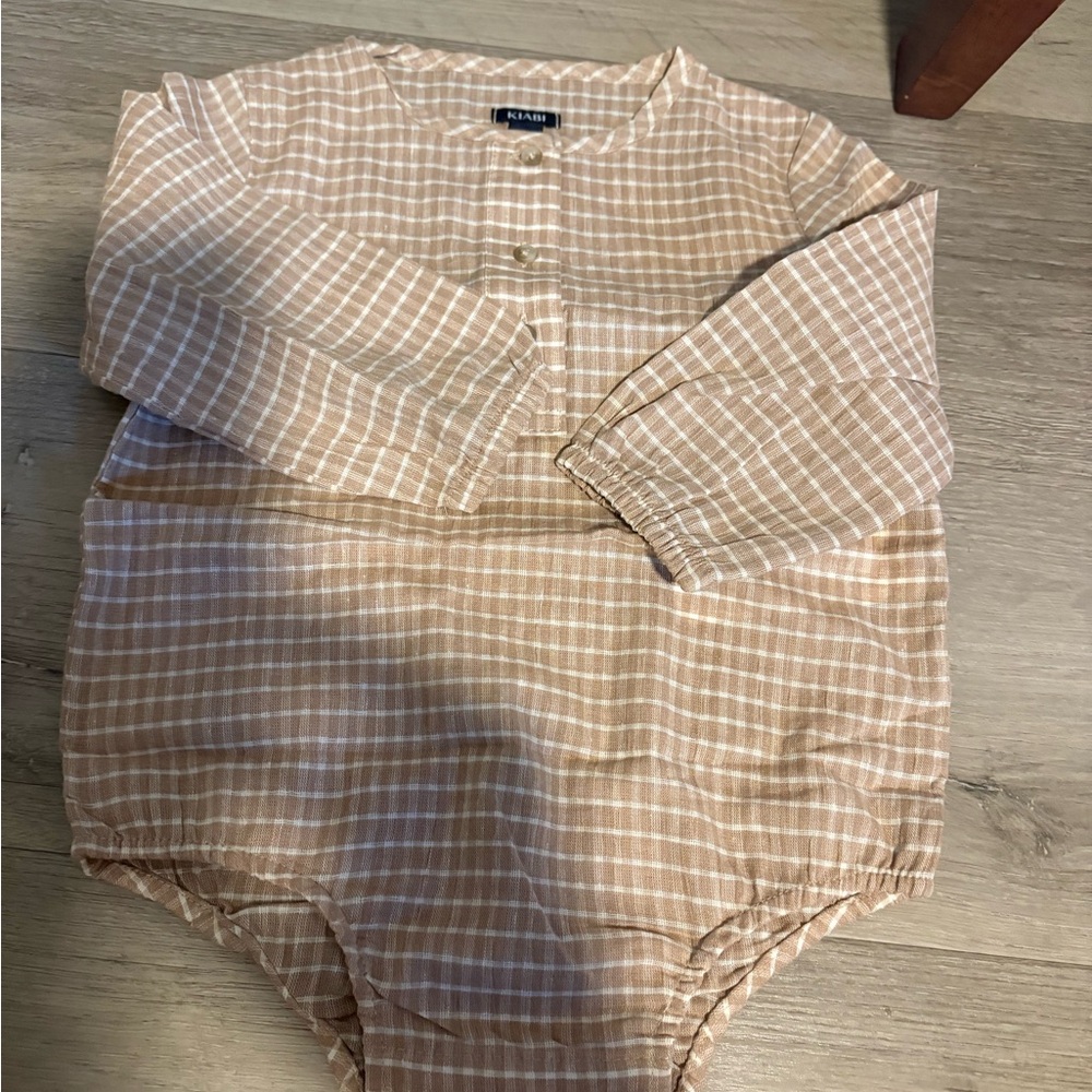 Classic Beige Checkered Kids Bodysuit